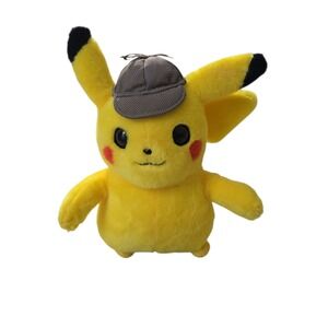Detective Pikachu Pokemon 9" Plush With Hat Nintendo 2019 Pre-Owned